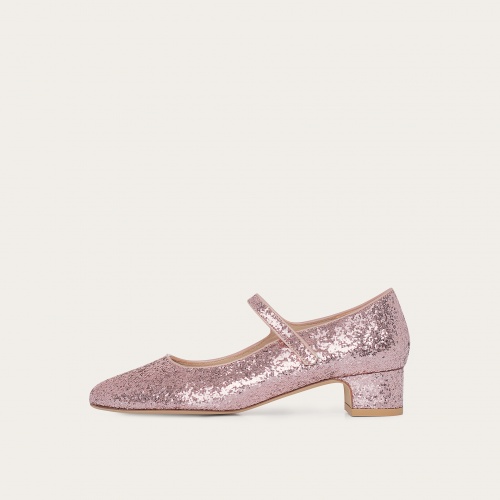 Dora Low Heels, pink glitter